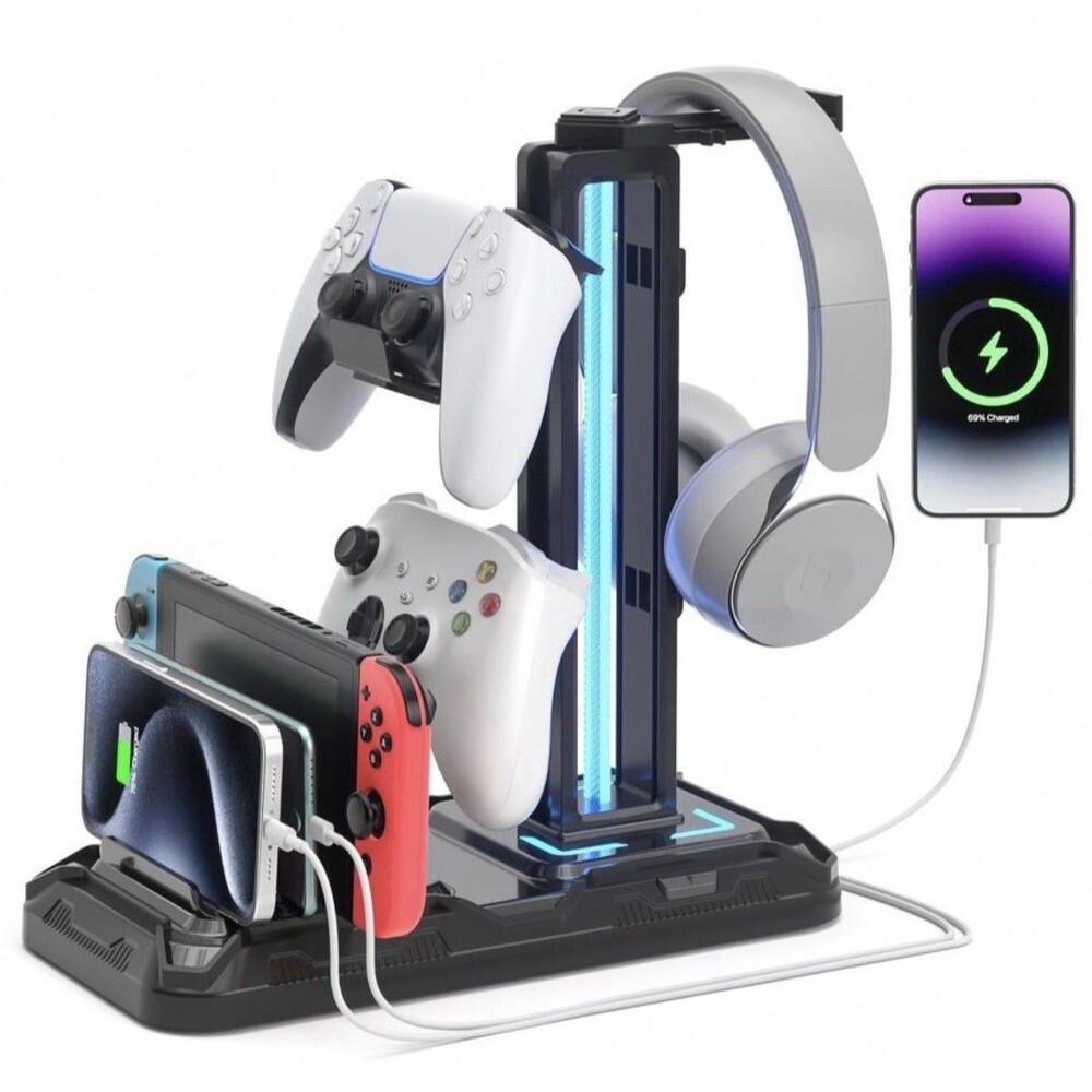 KDD RGB Charging Headphone Stand with Controller Hook